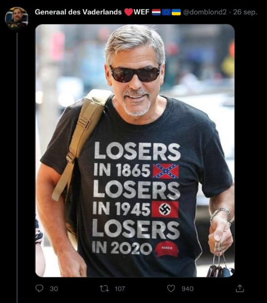 tweet clooney anti-trump shirt